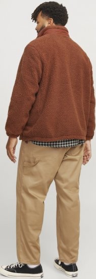 Jack & Jones ESTERBRO High Collar Teddy Jacket Brandy Brown - Kabátok - Nagyméretű Kabátok - 2XL-8XL