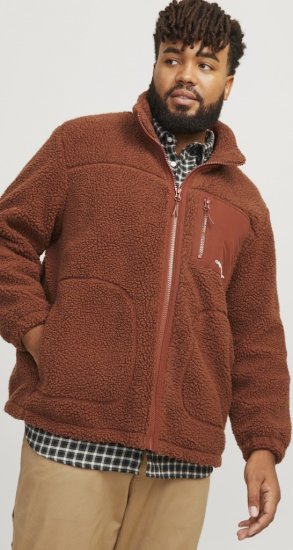 Jack & Jones ESTERBRO High Collar Teddy Jacket Brandy Brown - Kabátok - Nagyméretű Kabátok - 2XL-8XL