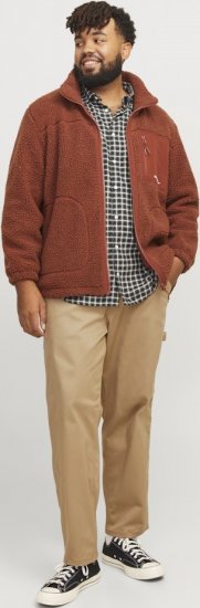 Jack & Jones ESTERBRO High Collar Teddy Jacket Brandy Brown - Kabátok - Nagyméretű Kabátok - 2XL-8XL