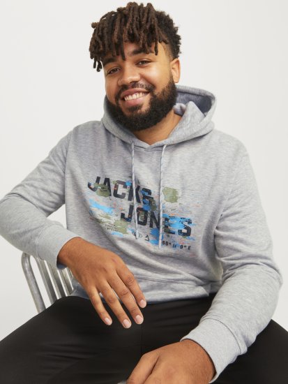 Jack & Jones JCOOUTDOOR Hoodie Light Grey - Pulóverek & kapucnis pulóverek - Pulóverek & Kapucnis pulóver 2XL-12XL