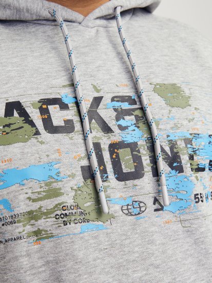 Jack & Jones JCOOUTDOOR Hoodie Light Grey - Pulóverek & kapucnis pulóverek - Pulóverek & Kapucnis pulóver 2XL-12XL