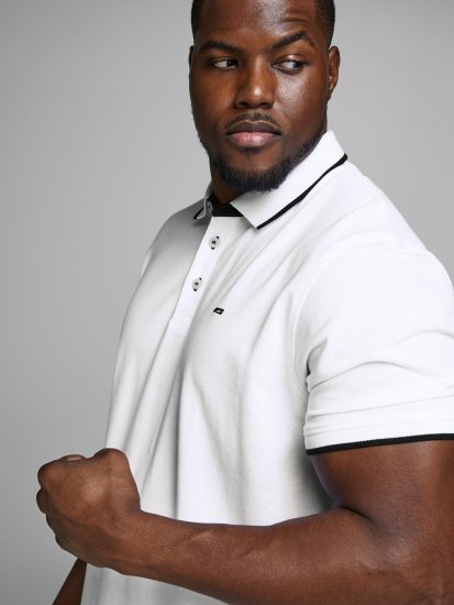 Jack & Jones PAULOS Short Sleeve Polo White/PS - Pólóingek - Galléros Pólók 2XL-8XL - Pólóingek 2XL-8XL