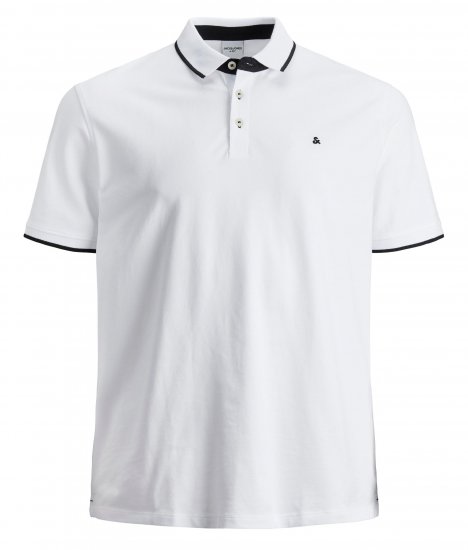 Jack & Jones PAULOS Short Sleeve Polo White/PS - Pólóingek - Galléros Pólók 2XL-8XL - Pólóingek 2XL-8XL