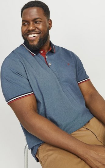 Jack & Jones PAULOS Short Sleeve Polo Denim Blue/PS - Pólóingek - Galléros Pólók 2XL-8XL - Pólóingek 2XL-8XL