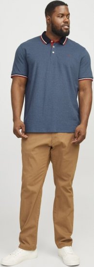 Jack & Jones PAULOS Short Sleeve Polo Denim Blue/PS - Pólóingek - Galléros Pólók 2XL-8XL - Pólóingek 2XL-8XL