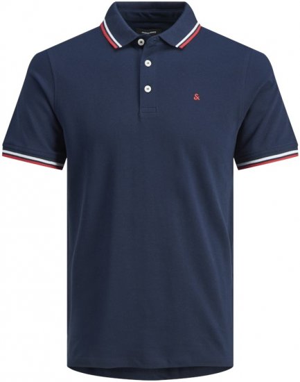 Jack & Jones PAULOS Short Sleeve Polo Navy Blazer - Pólóingek - Galléros Pólók 2XL-8XL - Pólóingek 2XL-8XL