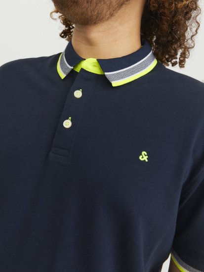 Jack & Jones PAULOS Short Sleeve Polo Dark Navy/NEON - Pólóingek - Galléros Pólók 2XL-8XL - Pólóingek 2XL-8XL