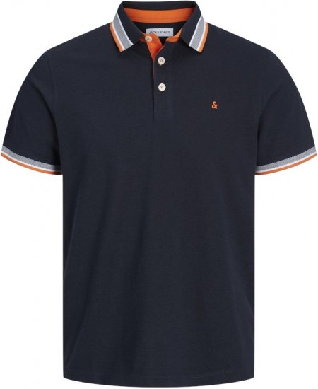 Jack & Jones PAULOS Short Sleeve Polo Black Navy/NEON - Pólóingek - Galléros Pólók 2XL-8XL - Pólóingek 2XL-8XL