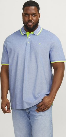 Jack & Jones PAULOS Short Sleeve Polo Light Blue/NEON - Pólóingek - Galléros Pólók 2XL-8XL - Pólóingek 2XL-8XL