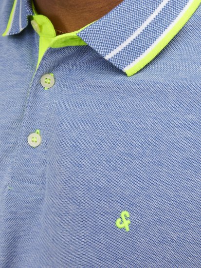Jack & Jones PAULOS Short Sleeve Polo Light Blue/NEON - Pólóingek - Galléros Pólók 2XL-8XL - Pólóingek 2XL-8XL