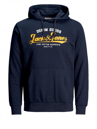 Jack & Jones Elogo Sweat Hood Navy Blazer - Pulóverek & kapucnis pulóverek - Pulóverek & Kapucnis pulóver 2XL-12XL