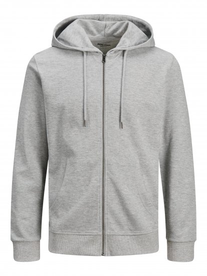 Jack & Jones Basic Sweat Zip Hood Light Grey Melange - Pulóverek & kapucnis pulóverek - Pulóverek & Kapucnis pulóver 2XL-12XL