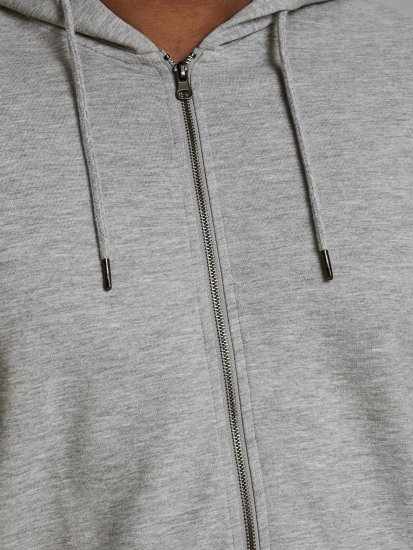 Jack & Jones Basic Sweat Zip Hood Light Grey Melange - Pulóverek & kapucnis pulóverek - Pulóverek & Kapucnis pulóver 2XL-12XL