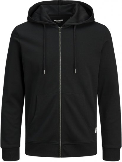 Jack & Jones Basic Sweat Zip Hood Black - Pulóverek & kapucnis pulóverek - Pulóverek & Kapucnis pulóver 2XL-12XL