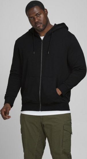 Jack & Jones Basic Sweat Zip Hood Black - Pulóverek & kapucnis pulóverek - Pulóverek & Kapucnis pulóver 2XL-12XL