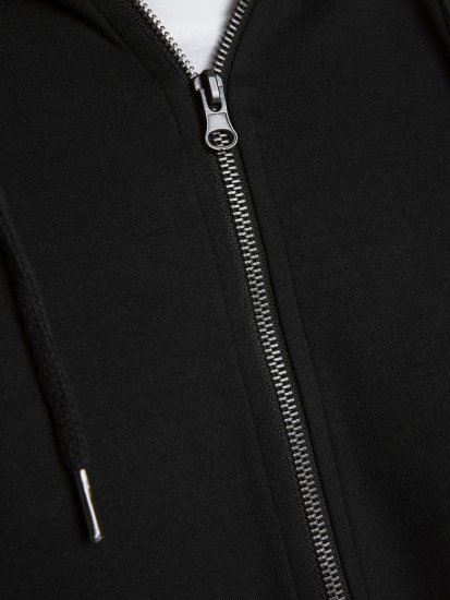 Jack & Jones Basic Sweat Zip Hood Black - Pulóverek & kapucnis pulóverek - Pulóverek & Kapucnis pulóver 2XL-12XL