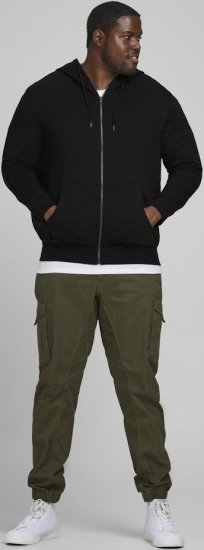 Jack & Jones Basic Sweat Zip Hood Black - Pulóverek & kapucnis pulóverek - Pulóverek & Kapucnis pulóver 2XL-12XL