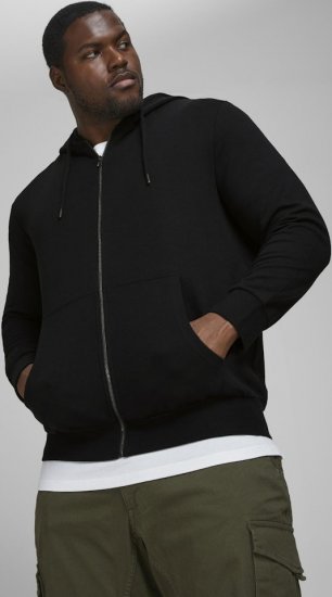 Jack & Jones Basic Sweat Zip Hood Black - Pulóverek & kapucnis pulóverek - Pulóverek & Kapucnis pulóver 2XL-12XL
