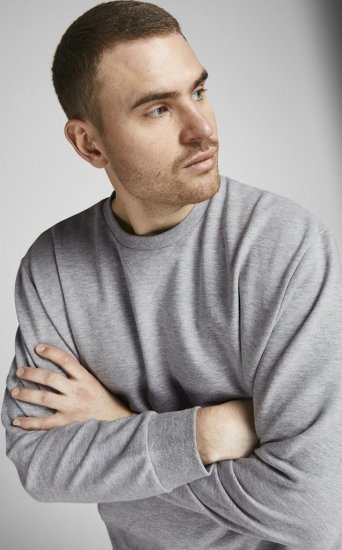 Jack & Jones Basic Sweatshirt Light Grey Melange - Pulóverek & kapucnis pulóverek - Pulóverek & Kapucnis pulóver 2XL-12XL