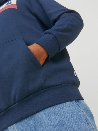 Jack & Jones CORP LOGO PLAY 4 Print Hoodie Navy Blazer - Pulóverek & kapucnis pulóverek - Pulóverek & Kapucnis pulóver 2XL-12XL