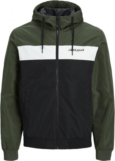 Jack & Jones RUSH Bomber Jacket with Hood Green - Kabátok - Nagyméretű Kabátok - 2XL-8XL