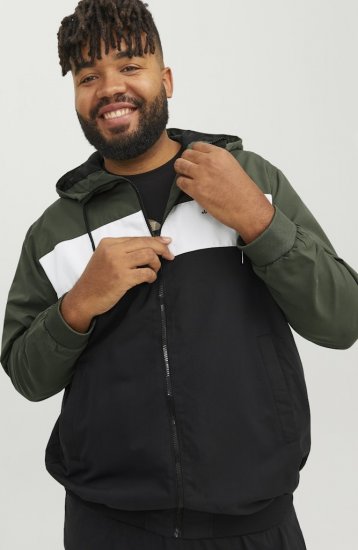 Jack & Jones RUSH Bomber Jacket with Hood Green - Kabátok - Nagyméretű Kabátok - 2XL-8XL