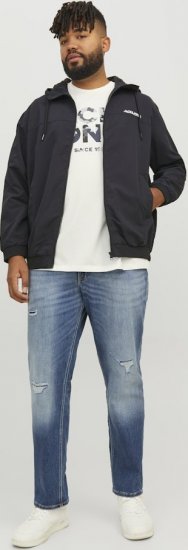 Jack & Jones RUSH SOLID Bomber Jacket with Hood Black - Kabátok - Nagyméretű Kabátok - 2XL-8XL
