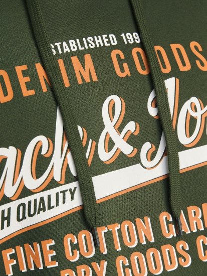 Jack & Jones 2 COL LOGO Hoodie Kombu Green - Pulóverek & kapucnis pulóverek - Pulóverek & Kapucnis pulóver 2XL-12XL