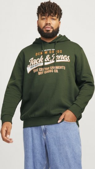 Jack & Jones 2 COL LOGO Hoodie Kombu Green - Pulóverek & kapucnis pulóverek - Pulóverek & Kapucnis pulóver 2XL-12XL