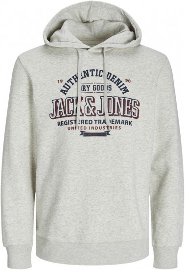 Jack & Jones 2 COL LOGO Hoodie White Melange - Pulóverek & kapucnis pulóverek - Pulóverek & Kapucnis pulóver 2XL-12XL