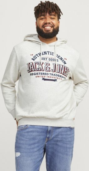 Jack & Jones 2 COL LOGO Hoodie White Melange - Pulóverek & kapucnis pulóverek - Pulóverek & Kapucnis pulóver 2XL-12XL