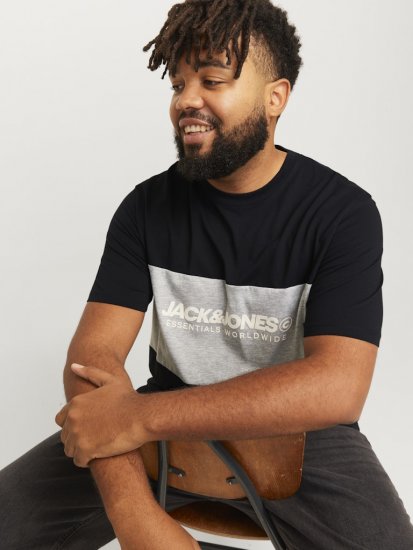 Jack & Jones LEGACY BLOCKING T-Shirt Black - Pólók - Nagyméretű pólók - 2XL-14XL