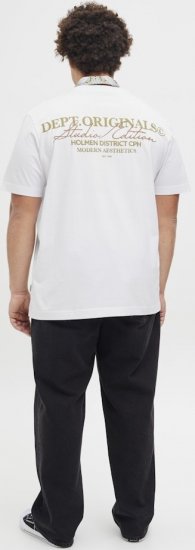 Jack & Jones Lington Crew Neck T-Shirt Bright White - Pólók - Nagyméretű pólók - 2XL-14XL