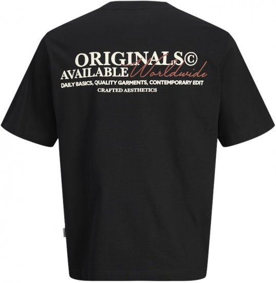 Jack & Jones Lington Crew Neck T-Shirt Black - Pólók - Nagyméretű pólók - 2XL-14XL