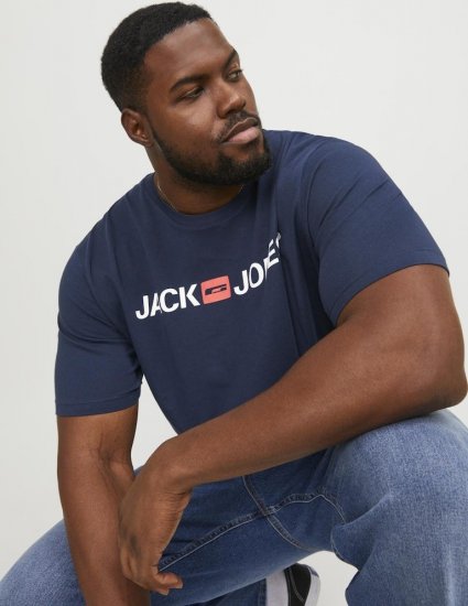 Jack & Jones Corp Logo Crew Neck T-Shirt Navy Blazer - Pólók - Nagyméretű pólók - 2XL-14XL