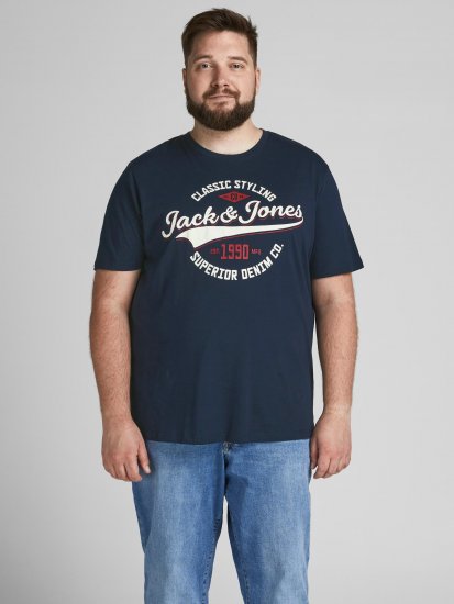 Jack & Jones JJELOGO TEE Navy - Pólók - Nagyméretű pólók - 2XL-14XL