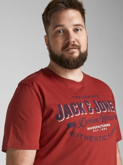 Jack & Jones JJELOGO TEE Red - Pólók - Nagyméretű pólók - 2XL-14XL