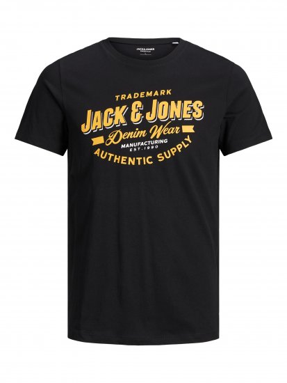 Jack & Jones JJELOGO TEE Black - Pólók - Nagyméretű pólók - 2XL-14XL