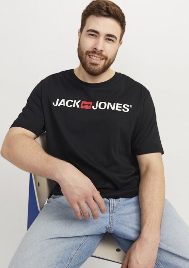 Jack & Jones Corp Logo Crew Neck T-Shirt Black - Pólók - Nagyméretű pólók - 2XL-14XL