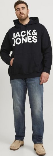 Jack & Jones CORP LOGO Large Print Hoodie Black - Pulóverek & kapucnis pulóverek - Pulóverek & Kapucnis pulóver 2XL-12XL