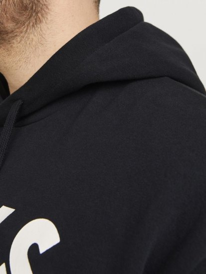 Jack & Jones CORP LOGO Large Print Hoodie Black - Pulóverek & kapucnis pulóverek - Pulóverek & Kapucnis pulóver 2XL-12XL