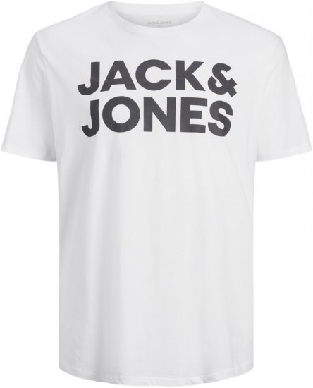 Jack & Jones CORP Logo T-Shirt White w Large Black Print - Pólók - Nagyméretű pólók - 2XL-14XL