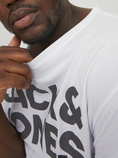 Jack & Jones CORP Logo T-Shirt White w Large Black Print - Pólók - Nagyméretű pólók - 2XL-14XL