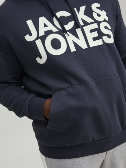Jack & Jones CORP LOGO Large Print Hoodie Navy Blazer - Pulóverek & kapucnis pulóverek - Pulóverek & Kapucnis pulóver 2XL-12XL