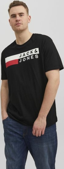 Jack & Jones CORP Logo T-Shirt Black/PLAY 4 - Pólók - Nagyméretű pólók - 2XL-14XL