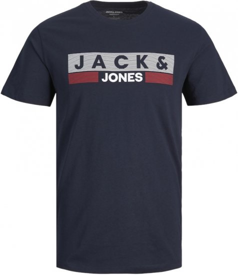 Jack & Jones CORP Logo T-Shirt Navy/PLAY 4 - Pólók - Nagyméretű pólók - 2XL-14XL
