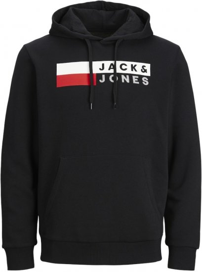 Jack & Jones CORP LOGO PLAY 4 Print Hoodie Black - Pulóverek & kapucnis pulóverek - Pulóverek & Kapucnis pulóver 2XL-12XL