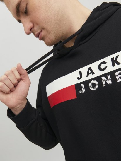 Jack & Jones CORP LOGO PLAY 4 Print Hoodie Black - Pulóverek & kapucnis pulóverek - Pulóverek & Kapucnis pulóver 2XL-12XL
