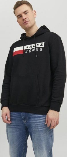 Jack & Jones CORP LOGO PLAY 4 Print Hoodie Black - Pulóverek & kapucnis pulóverek - Pulóverek & Kapucnis pulóver 2XL-12XL