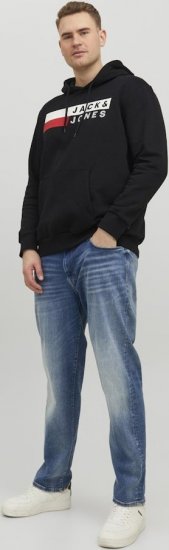 Jack & Jones CORP LOGO PLAY 4 Print Hoodie Black - Pulóverek & kapucnis pulóverek - Pulóverek & Kapucnis pulóver 2XL-12XL